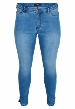 Zizzi CROPPED AMY WITH BEADED DETAIL - Jeans Skinny - Blue Denim