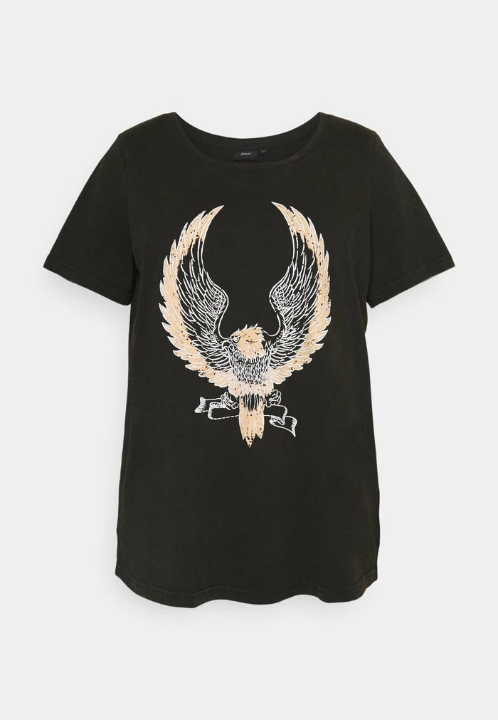 Zizzi MBRIANA - T-shirt Imprimé - Black Acid Wash 5 Zizzi MBRIANA - T-shirt Imprimé - Black Acid Wash – Image 5