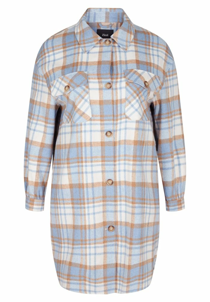 Zizzi Manteau Classique - Blue 2 Zizzi Manteau Classique - Blue – Image 2