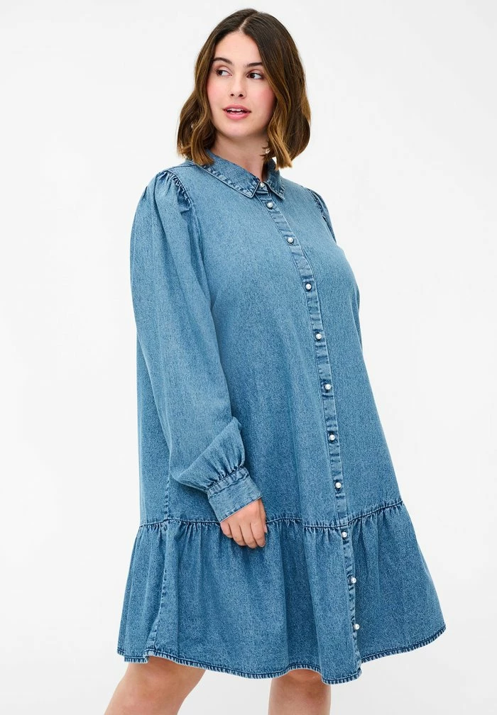 Zizzi Robe En Jean - Blue Denim 1 Zizzi Robe En Jean - Blue Denim