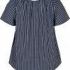 Zizzi Blouse - Blue White Stripe -France Zizzi Soldes 2022 40d98e6125504943978e07705585faae