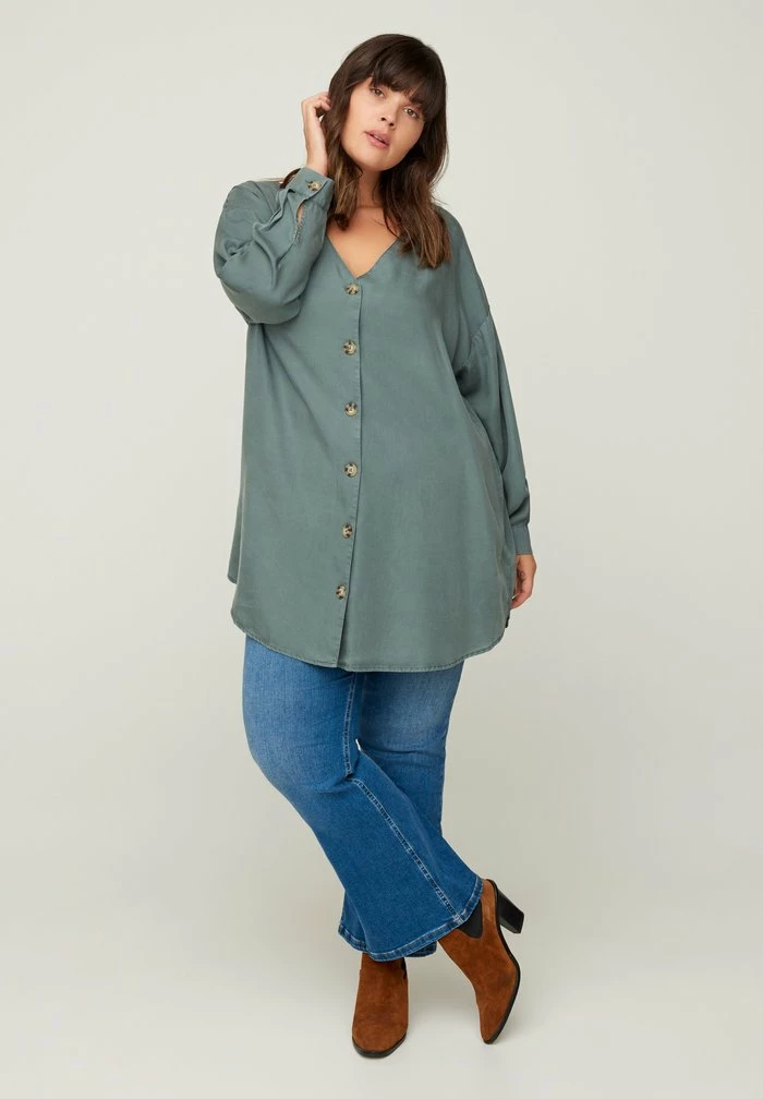 Zizzi Blouse - Dark Green 1 Zizzi Blouse - Dark Green