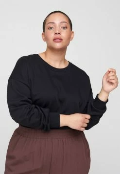 Zizzi MIT RUNDHALS - Sweatshirt - Black