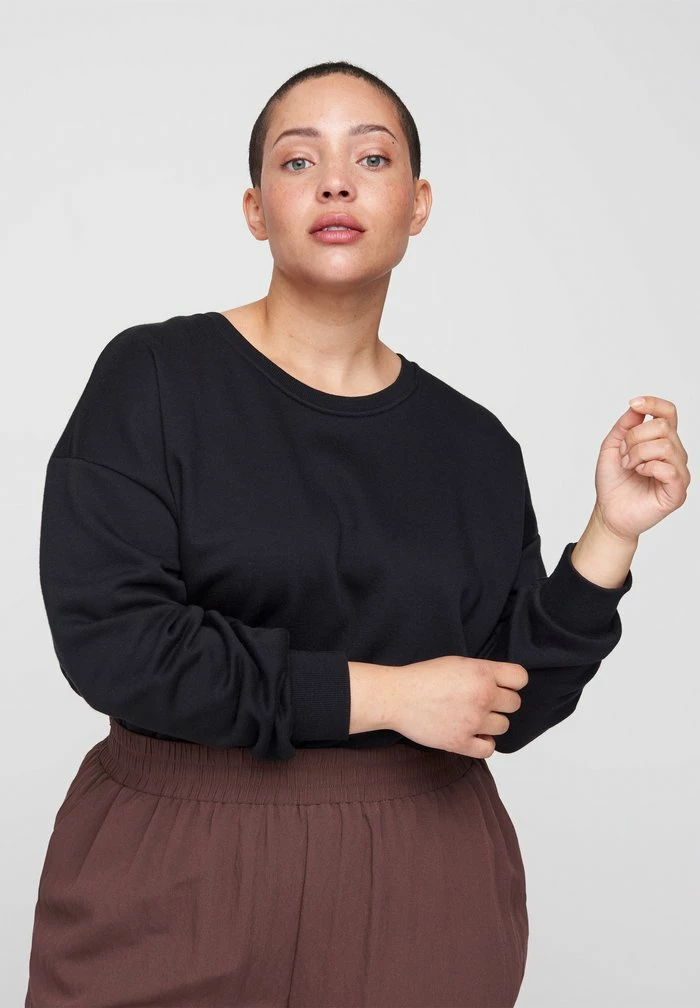 Zizzi MIT RUNDHALS - Sweatshirt - Black 1 Zizzi MIT RUNDHALS - Sweatshirt - Black