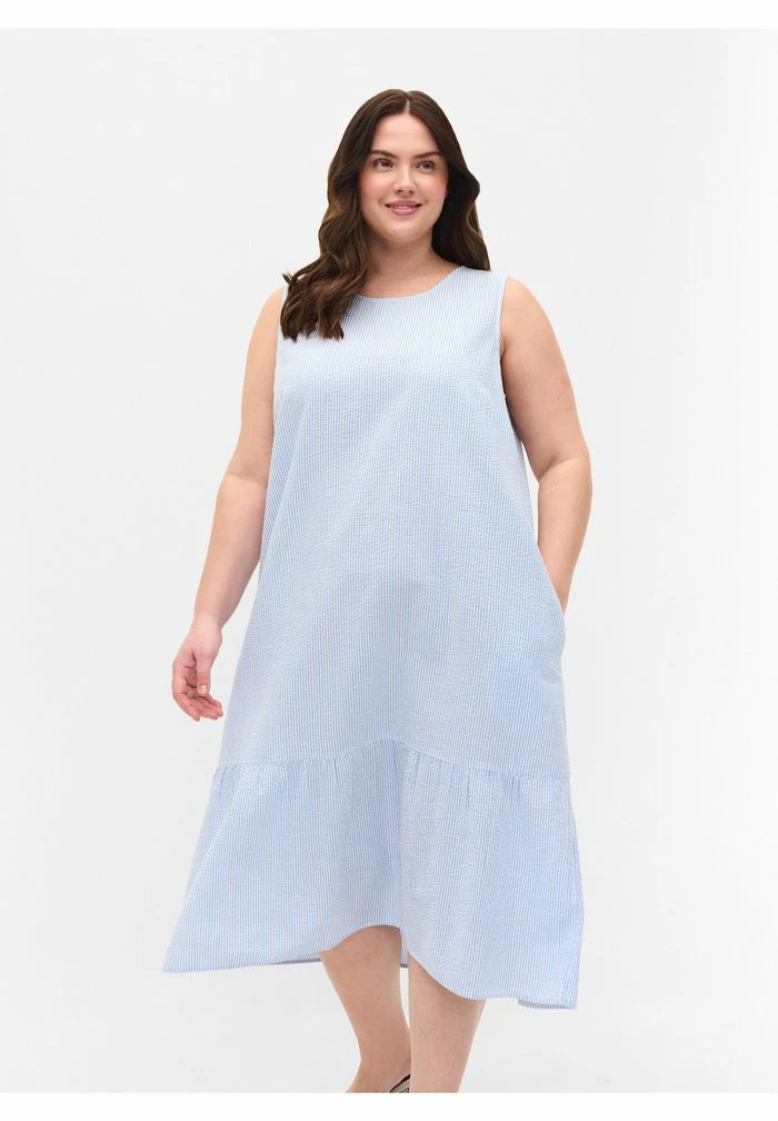 Zizzi WITH STRIPES - Robe De Jour - Skyway Stripe 1 Zizzi WITH STRIPES - Robe De Jour - Skyway Stripe