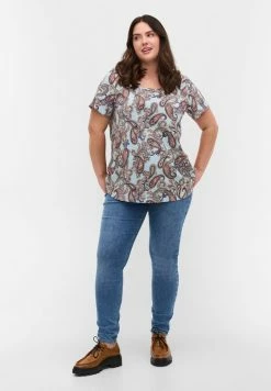 Zizzi T-shirt Imprimé - Light Blue