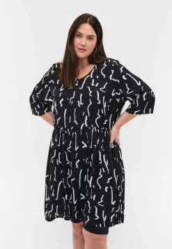 Zizzi 1/2-ÄRMELN - Tunique - Black Paint Strokes