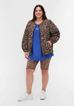 Zizzi PRINTED WITH POCKETS - Veste Légère - Black Ditzy Flower