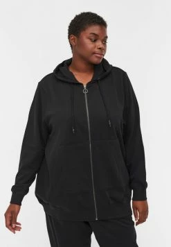 Zizzi MED HÆTTE OG LOMME - Sweat à Capuche - Black