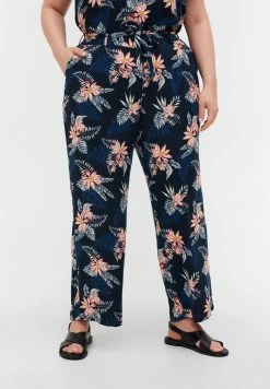 Zizzi MIT PRINT UND TASCHEN - Pantalon Classique - Blue