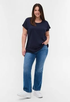 Zizzi WITH STRIPES - T-shirt Imprimé - Night Sky Solid