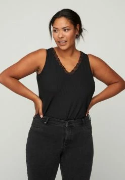 Zizzi MIT SPITZENBÜNDCHEN - Débardeur - Black