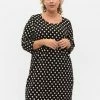 Zizzi Chemise De Nuit / Nuisette - Black W. Angora Dot