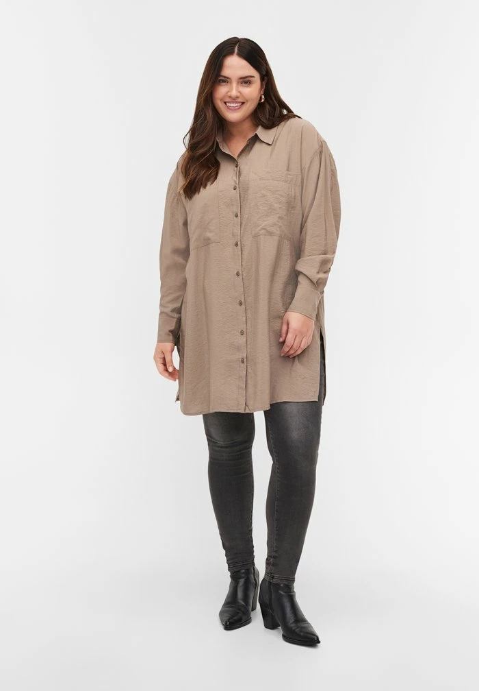 Zizzi MIT KNÖPFEN UND TASCHEN - Chemisier - Brindle 1 Zizzi MIT KNÖPFEN UND TASCHEN - Chemisier - Brindle