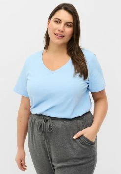 Zizzi T-shirt Basique - Light Blue
