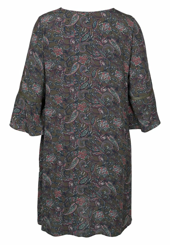 Zizzi Robe De Jour - Green Paisley 5 Zizzi Robe De Jour - Green Paisley – Image 5