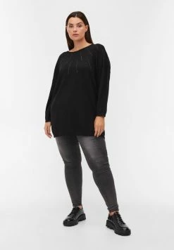 Zizzi WITH RHINESTONES - Pullover - Black