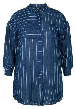Zizzi LONG STRIPED - Chemisier - Blue White