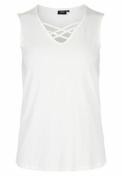 Zizzi CROSS DETAILS - Débardeur - Warm Off-white