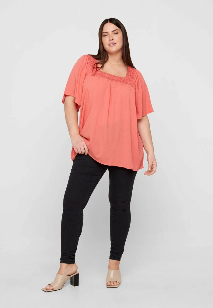 Zizzi KORTÆRMET VISKOSE - Blouse - Porcelain Rose 2 Zizzi KORTÆRMET VISKOSE - Blouse - Porcelain Rose – Image 2