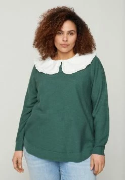 Zizzi MIT RUNDHALSAUSSCHNITT - Pullover - Green