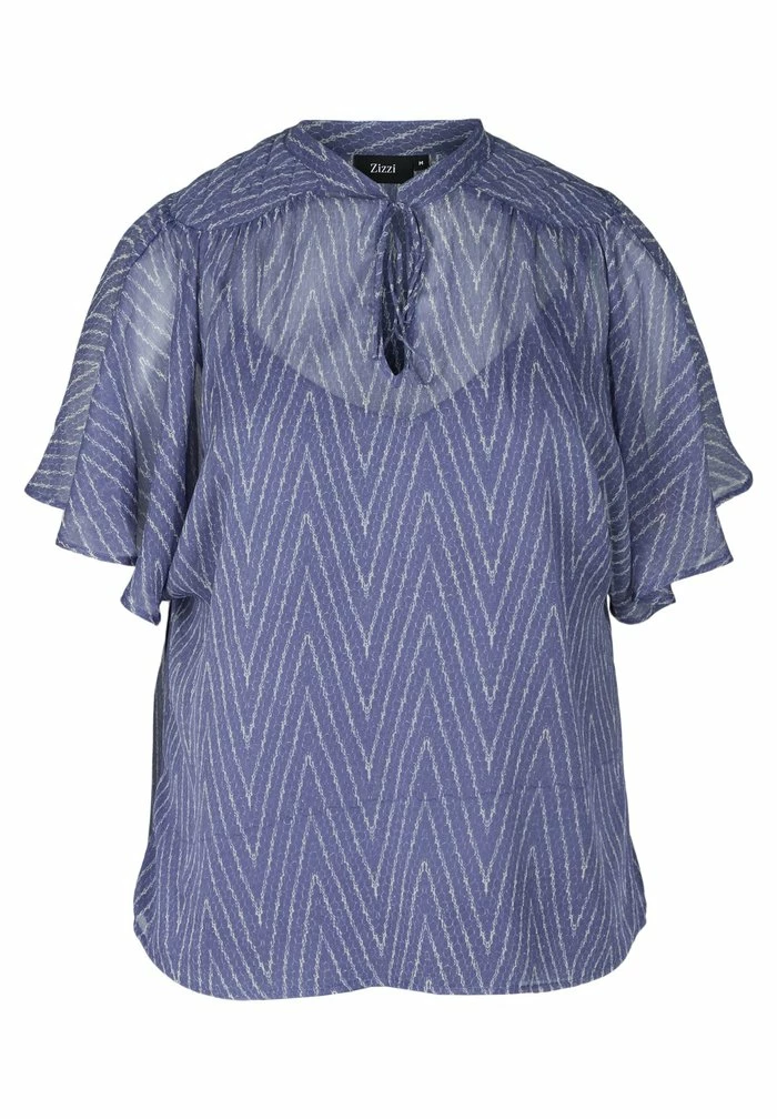 Zizzi Blouse - Blue Indigo Aop 4 Zizzi Blouse - Blue Indigo Aop – Image 4