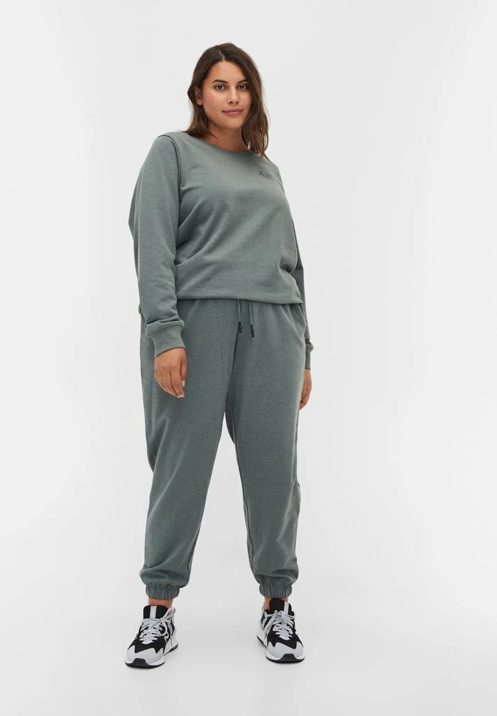 Zizzi Sweatshirt - Balsam Green Mel 1 Zizzi Sweatshirt - Balsam Green Mel