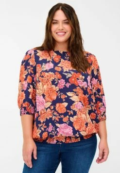 Zizzi BLOMSTRET BLUSE I VISKOSE MED SMOCK - Blouse - Vintage Aop
