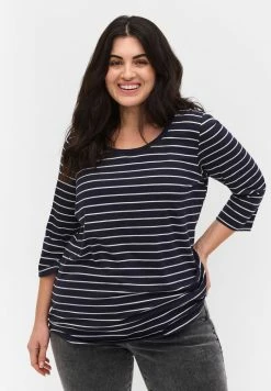 Zizzi 3/4 SLEEVES - T-shirt à Manches Longues - Blue Stripe