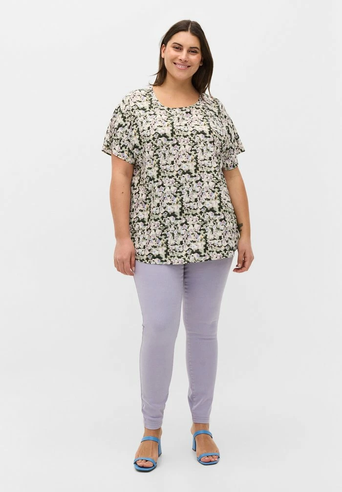 Zizzi Blouse - Green Purple Mix 2 Zizzi Blouse - Green Purple Mix – Image 2