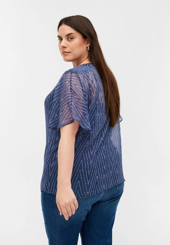 Zizzi Blouse - Blue Indigo Aop 3 Zizzi Blouse - Blue Indigo Aop – Image 3