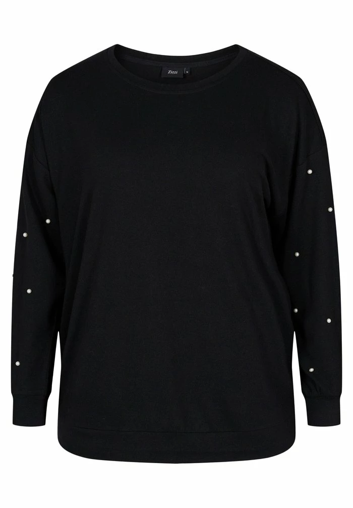 Zizzi MIT PERLEN - Pullover - Black W. White Beads 1 Zizzi MIT PERLEN - Pullover - Black W. White Beads