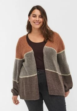 Zizzi WITH STRIPES AND BALLOON SLEEVES - Blazer - Burlwood Mel/comb