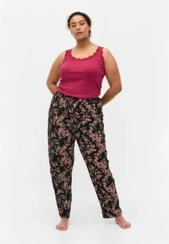 Zizzi Bas De Pyjama - Black Pink Oran Flow