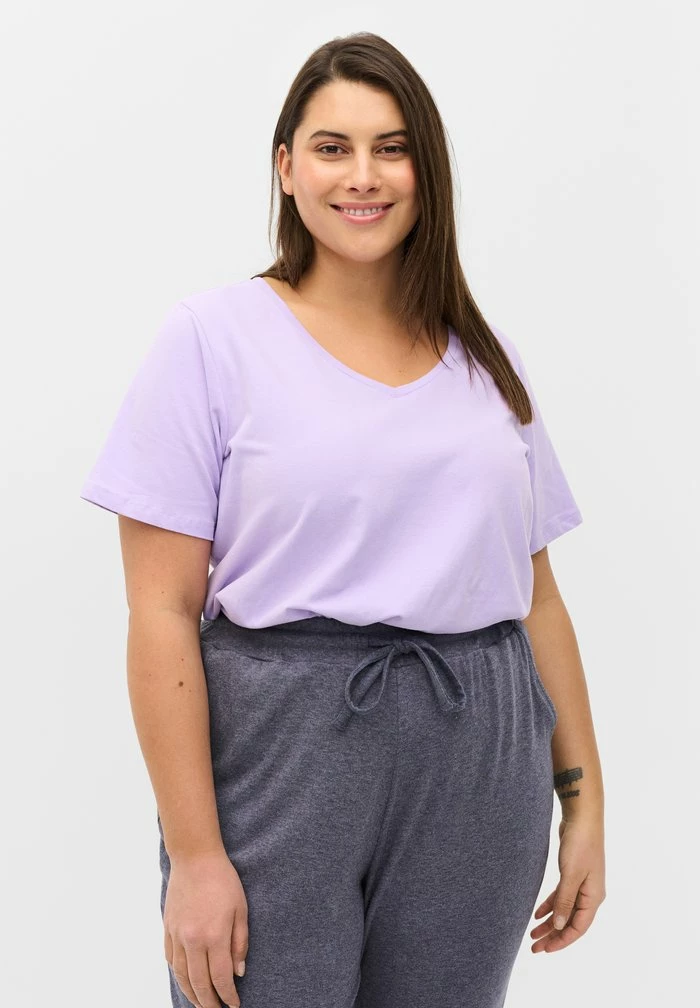 Zizzi T-shirt Basique - Purple 1 Zizzi T-shirt Basique - Purple