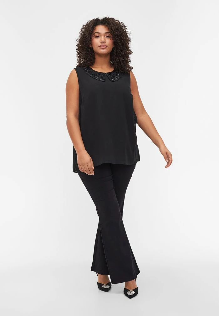 Zizzi BEADED WITH COLLAR - Débardeur - Black 2 Zizzi BEADED WITH COLLAR - Débardeur - Black – Image 2