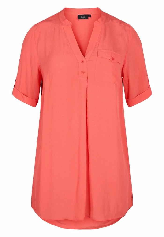 Zizzi WITH SHORT SLEEVES - Tunique - Hot Coral 1 Zizzi WITH SHORT SLEEVES - Tunique - Hot Coral