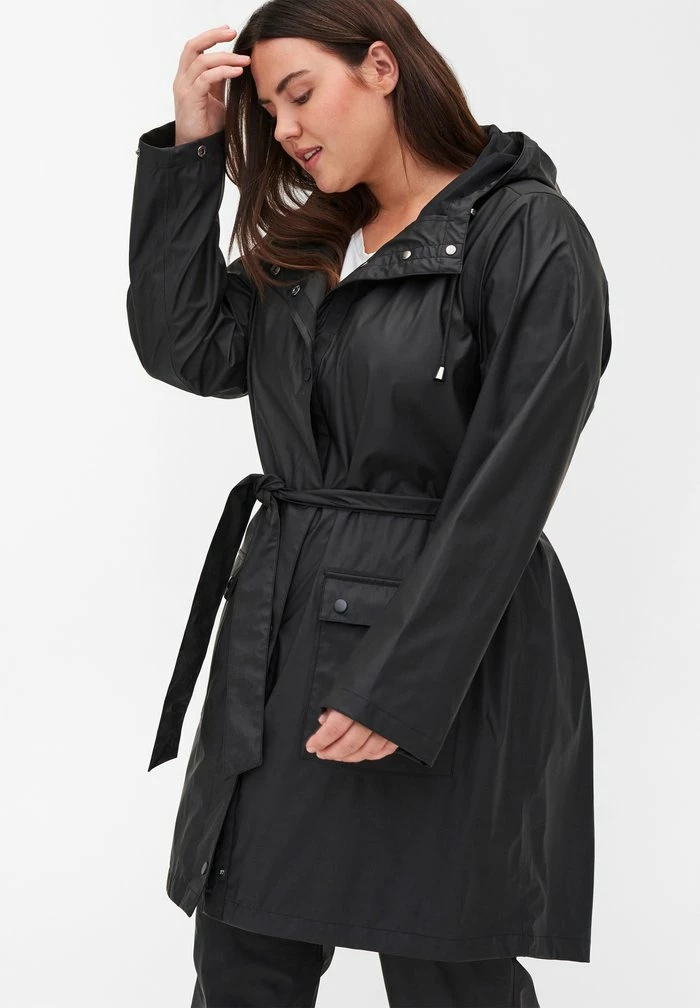 Zizzi REGEN MIT GÜRTEL UND - Parka - Black 4 Zizzi REGEN MIT GÜRTEL UND - Parka - Black – Image 4