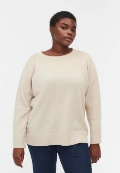 Zizzi AND RHINESTONES - Pullover - Pumice Stone Mel