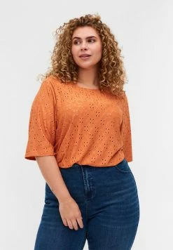 Zizzi 2/4 ARMELN - T-shirt Imprimé - Orange