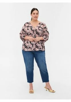 Zizzi MIT 3/4 ÄRMELN UND BLUMENPRINT - Blouse - Black