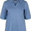 Zizzi 2/4 SLEEVES - Polo - Blue Melange -France Zizzi Soldes 2022 6b258adf97a54547b31a17a4fd161b04