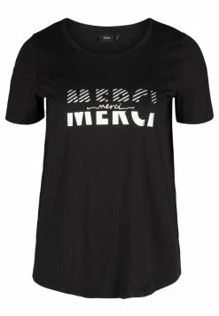 Zizzi PRINT - T-shirt Imprimé - Black Merci