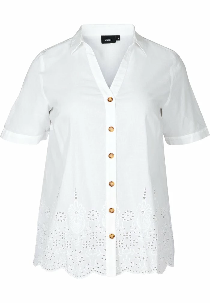 Zizzi MIT LOCHSTICKEREI - Chemisier - White 1 Zizzi MIT LOCHSTICKEREI - Chemisier - White