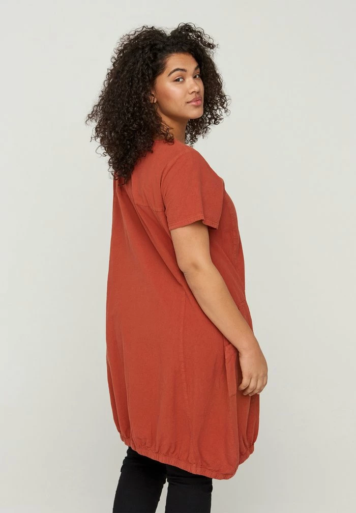 Zizzi Robe De Jour - Orange 3 Zizzi Robe De Jour - Orange – Image 3