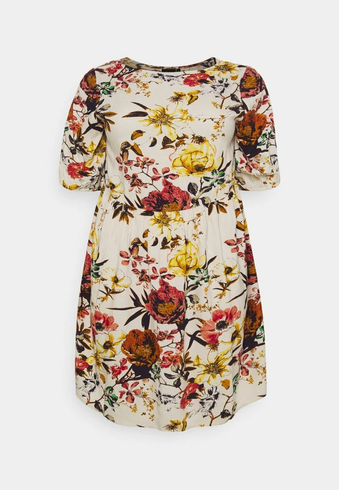 Zizzi LIV MIDI DRESS - Robe De Jour - Beige Flower 4 Zizzi LIV MIDI DRESS - Robe De Jour - Beige Flower – Image 4