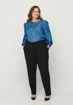 Zizzi WITH TIE CORD - Pantalon Classique - Black