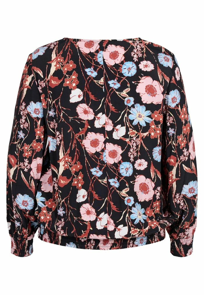 Zizzi WITH SMOCK DETAIL - Blouse - Black Flower Aop 5 Zizzi WITH SMOCK DETAIL - Blouse - Black Flower Aop – Image 5