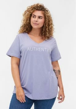 Zizzi MIT V-AUSSCHNITT - T-shirt Imprimé - Purple