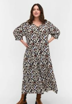 Zizzi 3/4 SLEEVES - Robe De Jour - White Leo Print